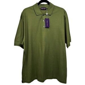 NWT Men's Polo Ralph Lauren Purple Label Polo Shirt XL Green Italy 100% Cotton